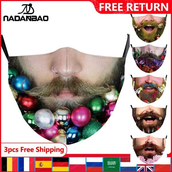 

nadanbao смешной рождественские маски маски для взрослых усы набивных тканей женщины kid resuable face cover мода карнавал half face wmtgvc