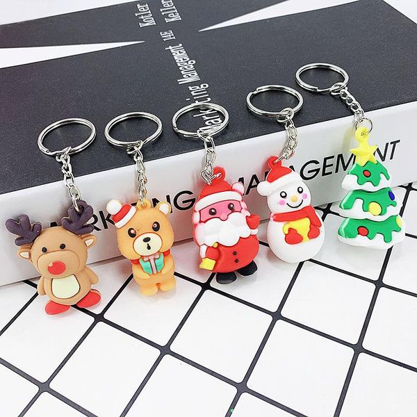 

creative christmas ornament keychain car key chain cartoon santa snowman elk keyring charm key ring bag pendant christmas gift dbc vt1185