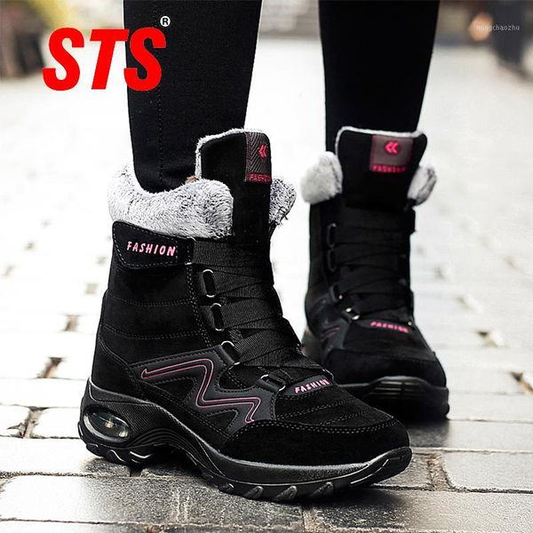 

boots sts women's winter snow warm shoes with fur ladies short waterproof platform plush outdoor walking footwear1, Black