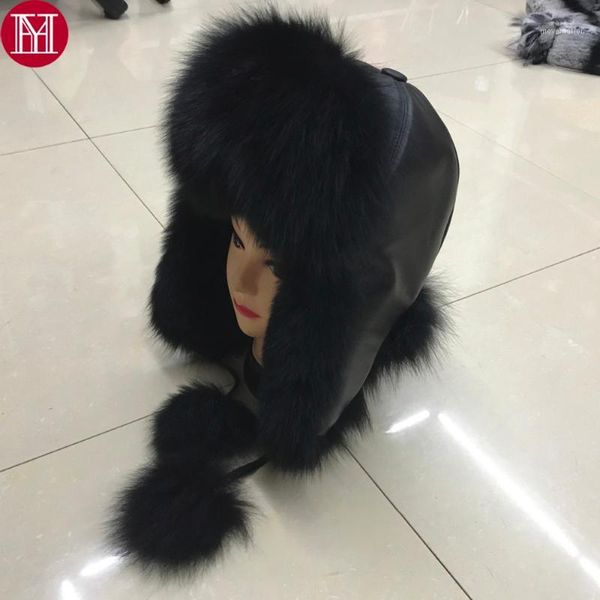 

2018 women natural real fur hat winter ushanka bomber cap russia snow wind thick warm fur with real sleepskin leather caps1, Blue;gray