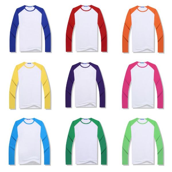 

sublimation blank t-shirt thermal heat transfer printing t shirt diy logo blouse tees parent child patchwork raglan tshirt g10606, White