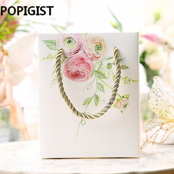 

creative floral printing gift bags packaging bag with handles packaging for jewelry christmas gift pouches 50pcs