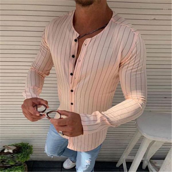 

men's casual slim shirt men new pink male formal striped long sleeve single-breasted slim fit beach shirts1, White;black