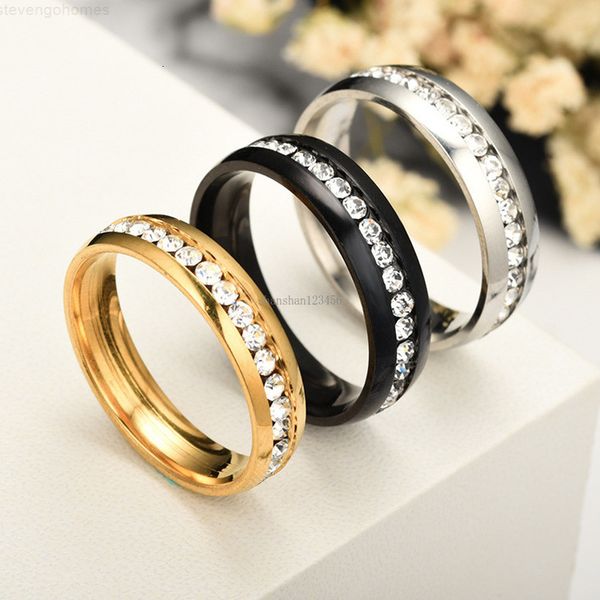 

engagement simple row stainless crystal steel diamond wedding rings gold ring for women fashion jewelry will and sandy g, Silver