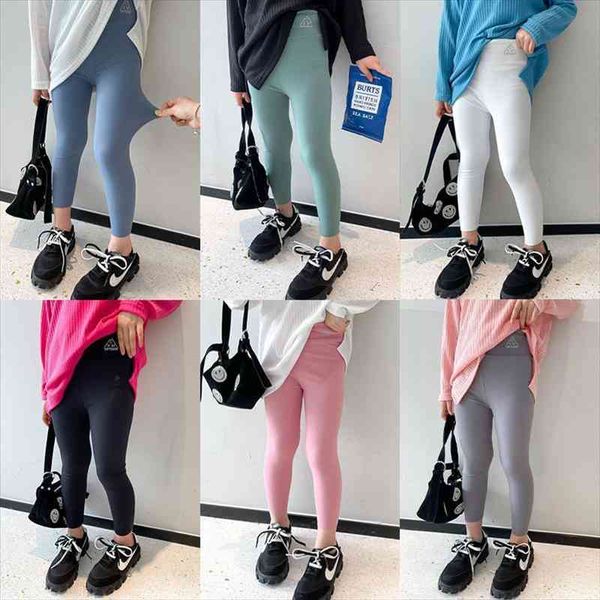 

kids seamless leggings yoga pants girls trousers sportswear high waist up hip slim child fitness run gym sports leggings, Blue