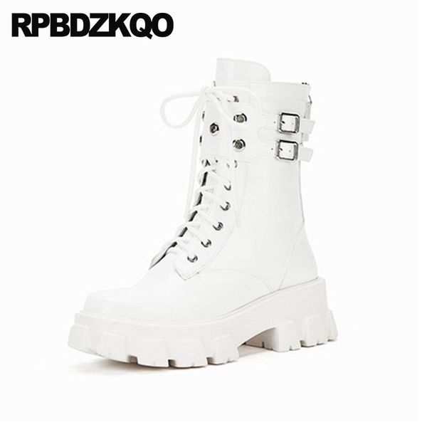 

boots flatform waterproof motorcycle biker metal lace up shoes rivet creepers women ankle medium heel stud platform, Black