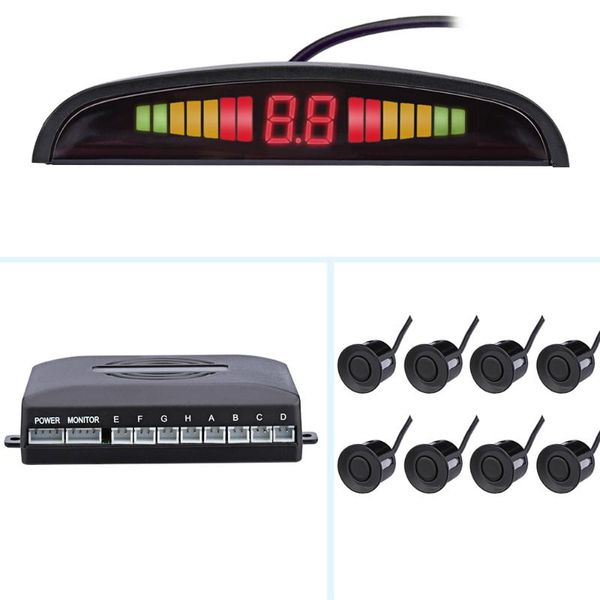 

car led parking sensor with 8 sensors reverse backup car parking radar monitor detector system 22mm backlight display durable