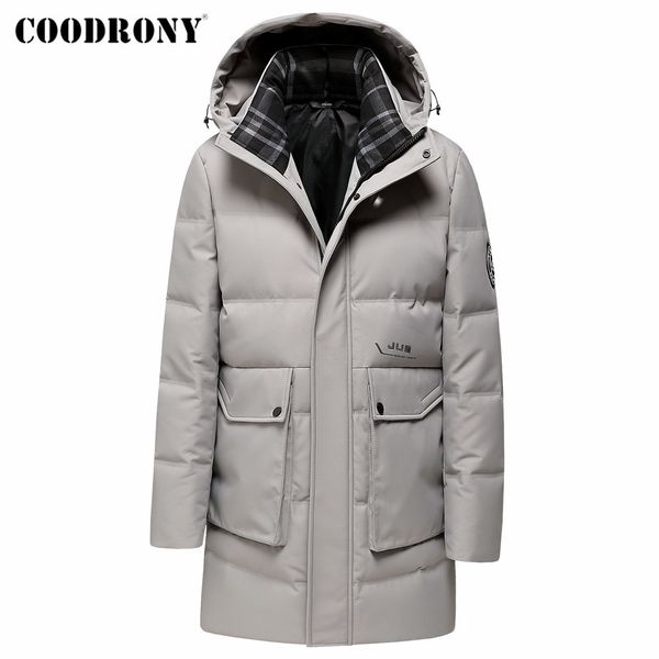 

куртка coodrony зима пуховик мужская одежда уличная одежда мода большой карманный пальто с капюшоном вскользь новое поступление толстые тепл, Black