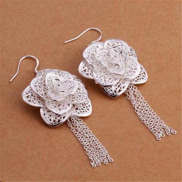 

beautiful flowers silver color earrings selling fashion jewelry holiday gifts h sqcnya, Golden