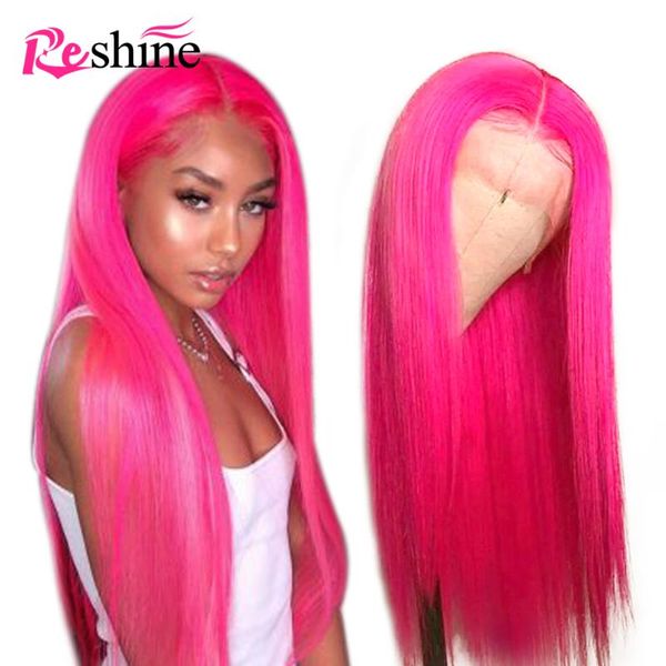 

lace wigs reshine hair blonde 613 wig human remy burmese straight pink blue front pre plucked frontal, Black;brown