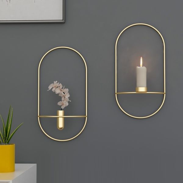 Einfache Wohnzimmer TV-Schrank Schwarz Gold Schmiedeeisen Geometrische Kerzenständer Blume Exquisite Dekoration Mode Kreative Metall LJ201018