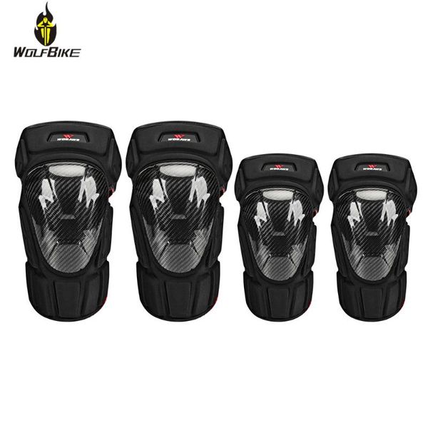 

elbow & knee pads wolfbike carbon motocross outdoor sports protective shell mtb motorcycle snowboard skateboard support suit, Black;gray