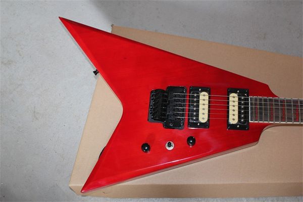 

rare kiss vinnie vincent pink silver double flying v electric guitar floyd rose tremolo & locking nut, copy emg pickups, black hardware