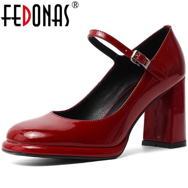 

fedonas mary janes vintage genuien leather women'shoes summer spring platforms thick heels pumps party wedding shoes woman heels, Black
