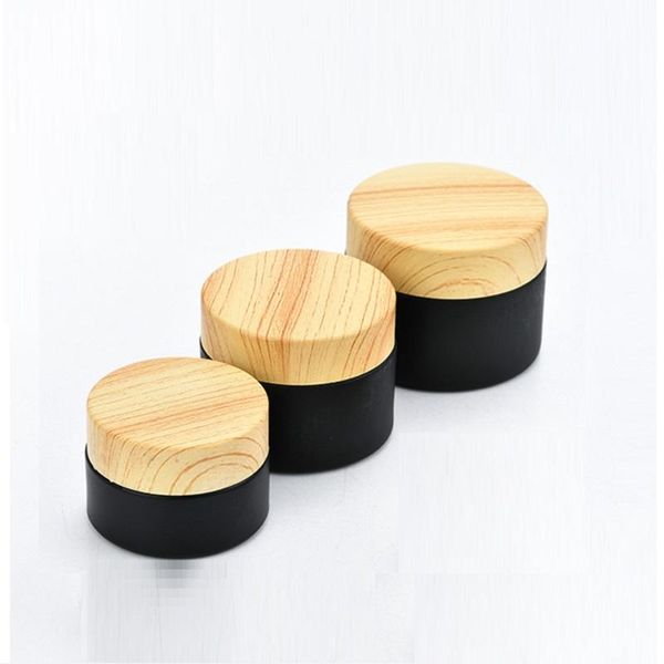 

storage bottles & jars 5g 10g15g 20g 30g 50g frosted black glass cream jar plastic lid cosmetic packaging container empty refllable bottle 2