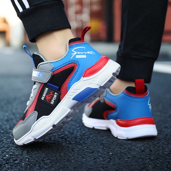 

new boys' fashion casual shoe children's sports boy running tennis shoes kdis sneakers zapatillas 6-15, Black;red
