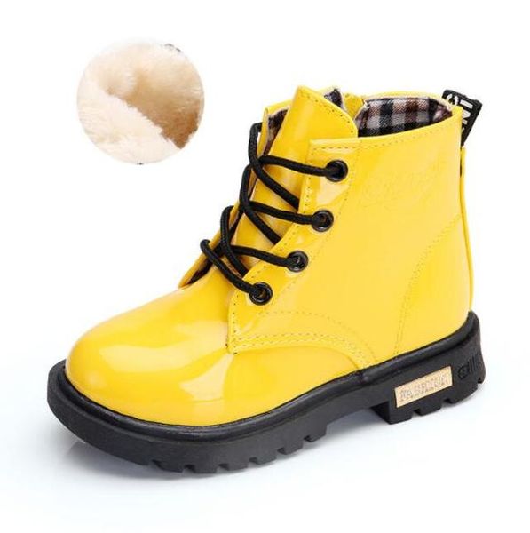 

new 2020 girls leather boots boys shoes spring autumn pu leather children boots fashion toddler kids boots warm winter 3bb sqczbg pingtoy, Black
