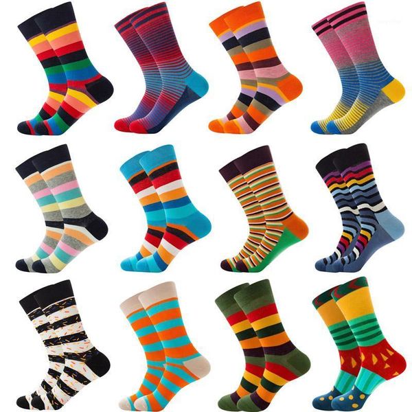

happy socks retro design men crew socks skateboard stripe combed cotton harajuku women cotton1, Black