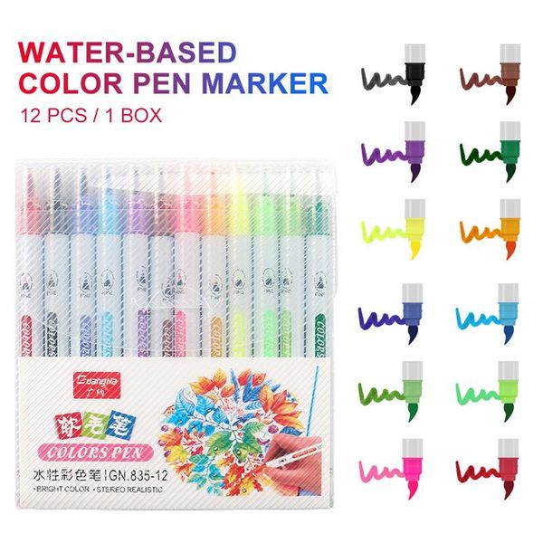 

1set 12color fantasy metallic color outline marker pen gift card wing line outlinwriting & drae pen soft color chool supplie