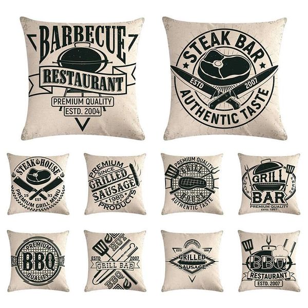 

vintage bbq grill bar home decor cushion cover style throw pillowcase for car sofa cartoon pillow cover zy1272