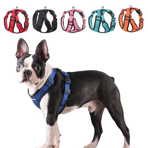 Collares para perros arnés chaleco sin tirones fácil control reflectante para perros pequeños medianos malla suave transpirable ajustable