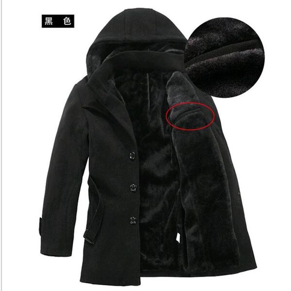 

2020 winter trench coat men, fashion long overcoat men,woollen coat, thickening men's clothing,size m-4xl ing, Black