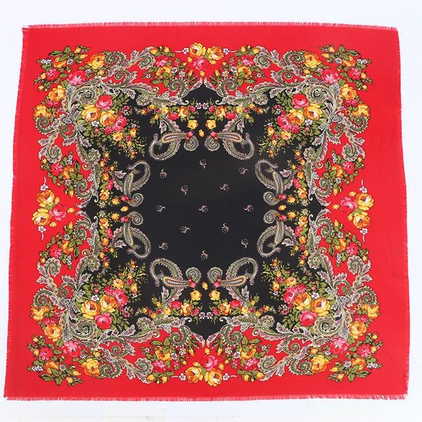 

scarves russian square scarf ethnic style retro female autumn and winter cotton ladies wrap head shawls wraps women foulard, Blue;gray