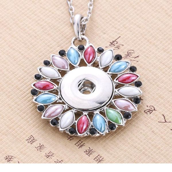 

new snap jewelry crystal necklace pendants snap button necklace with chains fit 18mm snap button jewelry f bbywad, Silver