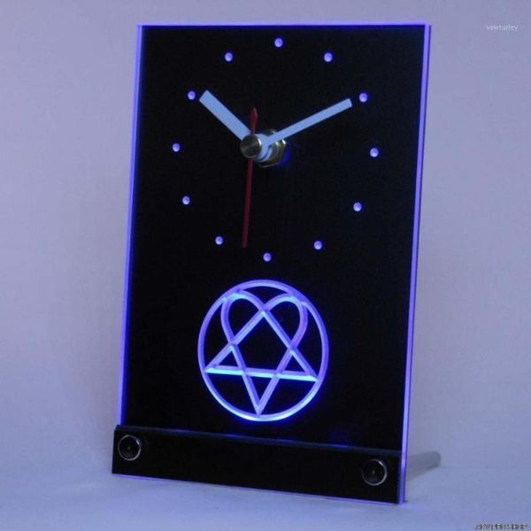 

wall clocks tnc0166 him heartagram logo band table desk 3d led clock1
