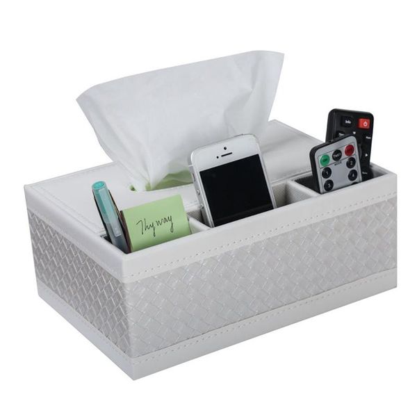 

multifunction pu leather pen pencil remote control tissue box cover holder desk storage box container for home and office use (w
