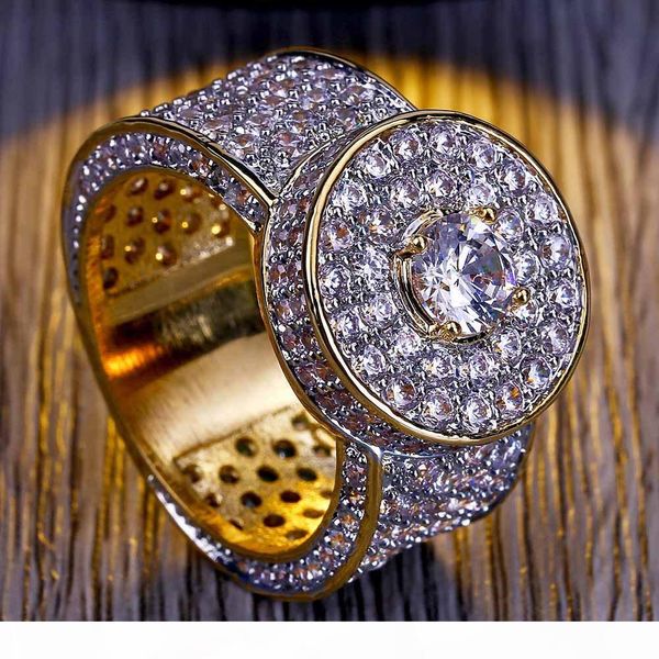 

mens ring vintage hip hop jewelry white zircon iced out copper luxurious rings luxury gold business type fashion jewelry wholesale, Silver