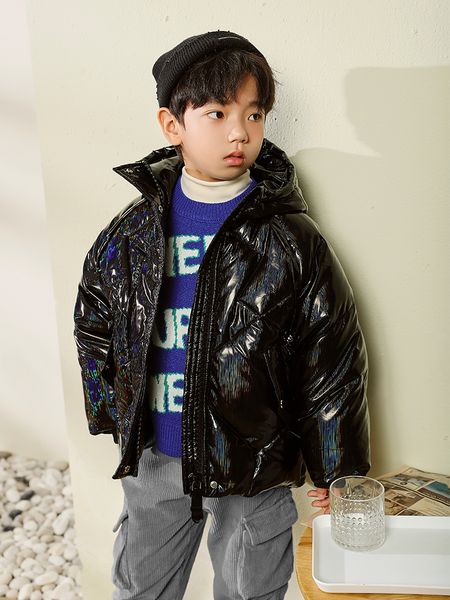 

boys' padded winter 2020 new down cotton clothes short coat medium and large children's foreign, Blue;gray