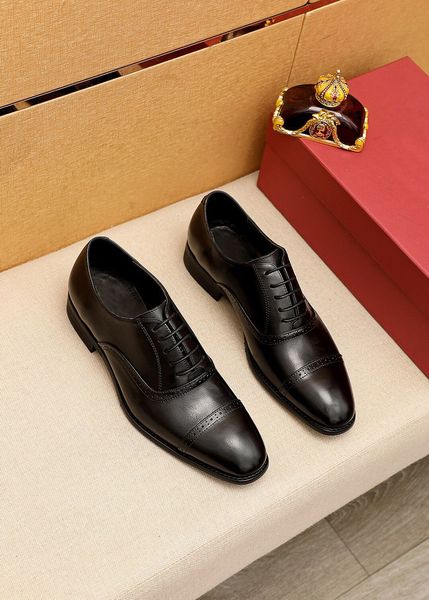 

2022 mens classic handmade oxfords formal business wedding party flats gentlemen brand designer brogue dress shoes size 38-45, Black