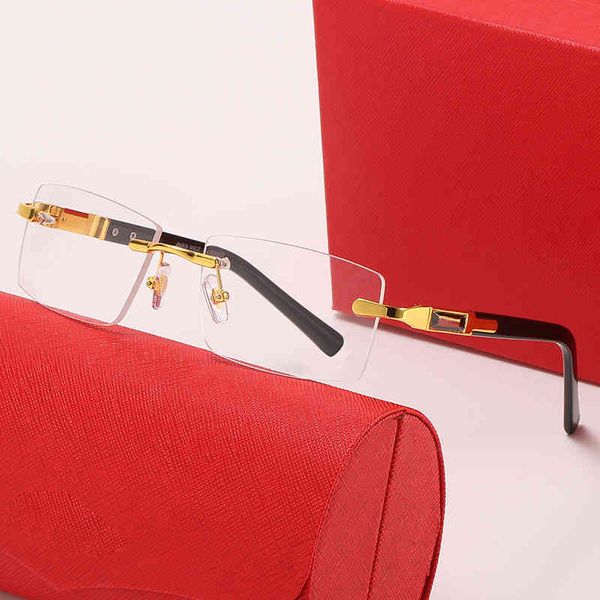 

vintage gold men titanium rimless glasses frame square man frameless myopia optical frames eyewear sunglasses original box, Silver