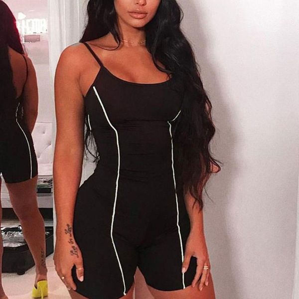 

summer casual sporty активный wear backless sexy легкий костюм с шортами push up ремень rompers женщин комбинезон тренировки фитнес байкер и, Black;white