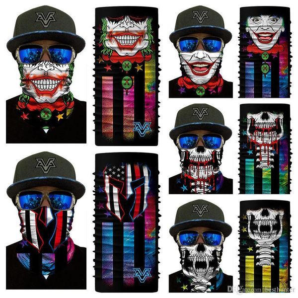 

neck joker 3d seamless magic tube headband scarf cycling face mask motorcycle clown headscarf scarves halloween bandana