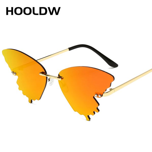 

sunglasses fashion butterfly 2020 new women luxury rimless cat eye sun glasses unique brand design trending wave eyewear uv400