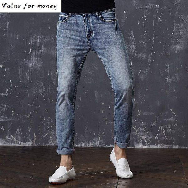 

мужчины прямо хлопок классический ретро ностальгия джинсы весна мужской denim брюки конструктора размер мужские джинсы высокого качества 28, Blue