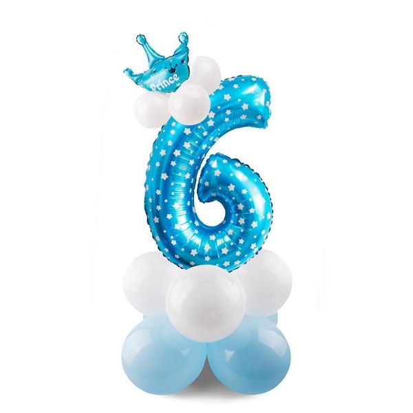

fengrise 17pcs синий розовый количество balloon с днем рождения шар первого birthday party decoration дети мальчик девочка партии ballon ном