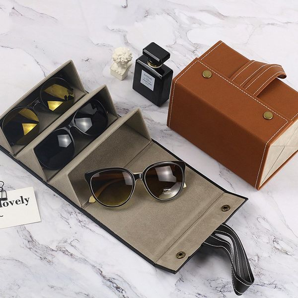 Neue Multifunktions-Schmuckbrillen-Aufbewahrungsbox, Multi-Grid-Geschenkbox, kleine strukturierte Straßen-PU-Leder, handgefertigte Brillenetui in High-End-Qualität