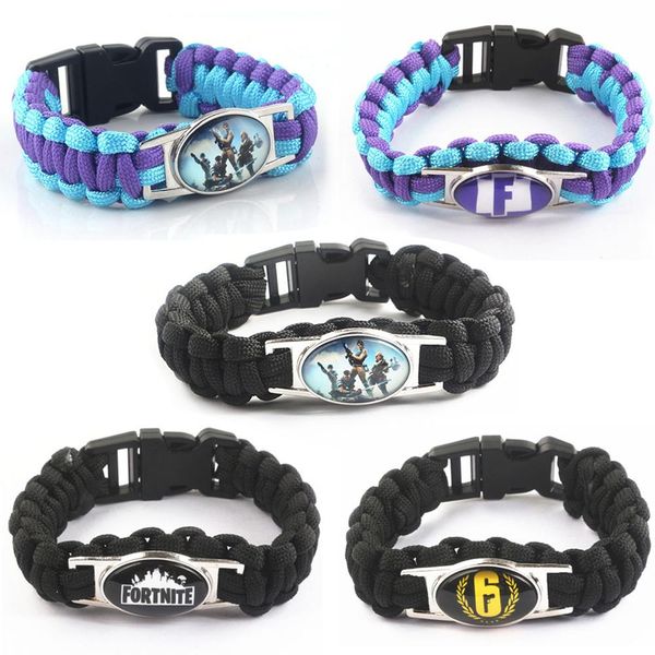 Charme Pulseira para Mulheres Classic Battle Royale Weave Braceletes Game Guarda-chuva Corda Fortnight Corrida Pulseira