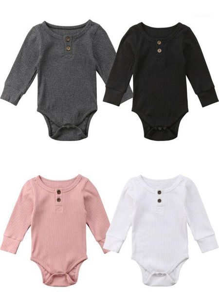 

newborn infant baby girls boys 0-24m autumn winter causal bodysuits long sleeve solid cotton jumpsuits playsuit 20201, Blue