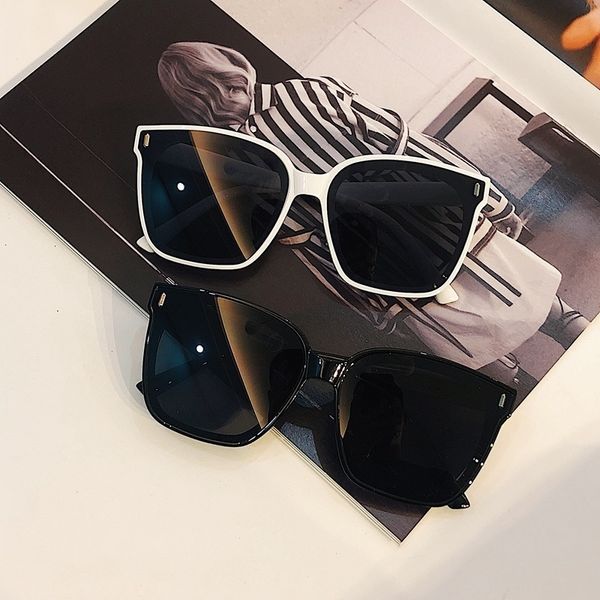 

blgm new korean men's 2021 square simple black and white glasses women's large frame long round face sunglasses fashion m l, White;black
