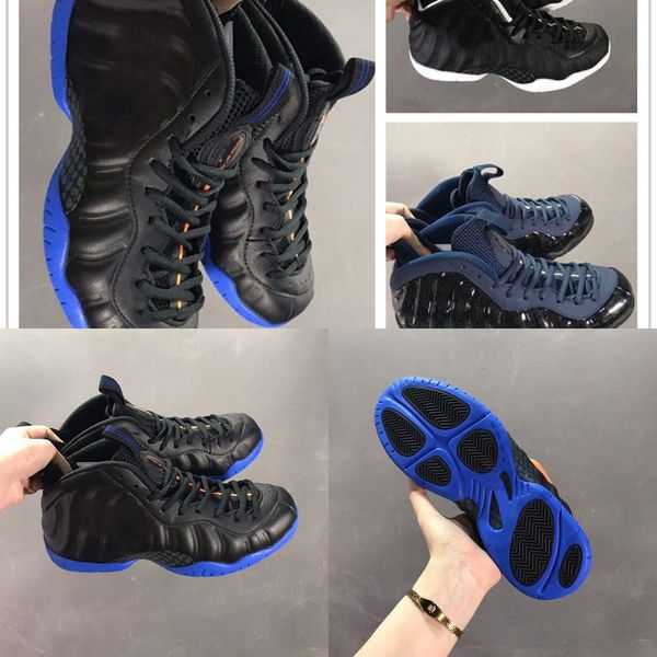 

pro one men knicks dr. doom black battle blue basketball shoes posite penny hardaway total orange men athletic sports sneakers, White;red