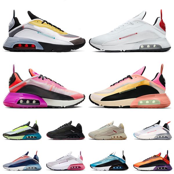 

2021 new cushion 2090 mens running shoes women sneakers brushstroke yellow bleached aqua fire pink triple black trainers sneakers 36-45