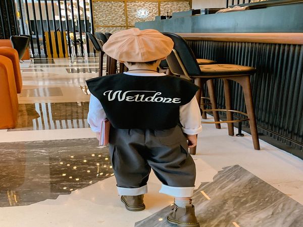 

spring and autumn 2020 new vest outer wear western style big children's vest waistcoat children's clothing fashion wmtpue, Blue