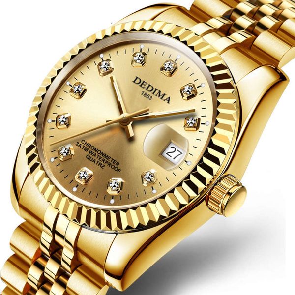 

belt waterproof fashion watch lovers steel high grade gold watch men's and women's education room gold watch, Slivery;brown