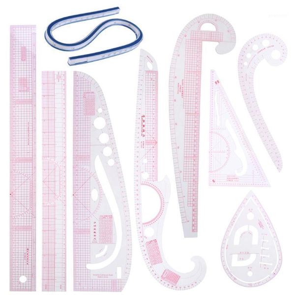 

9pcs ruler measuring kit drawing tailor curve yardstick sewing tools cutting ruler tailor curve yardstick sewing tools1, Black
