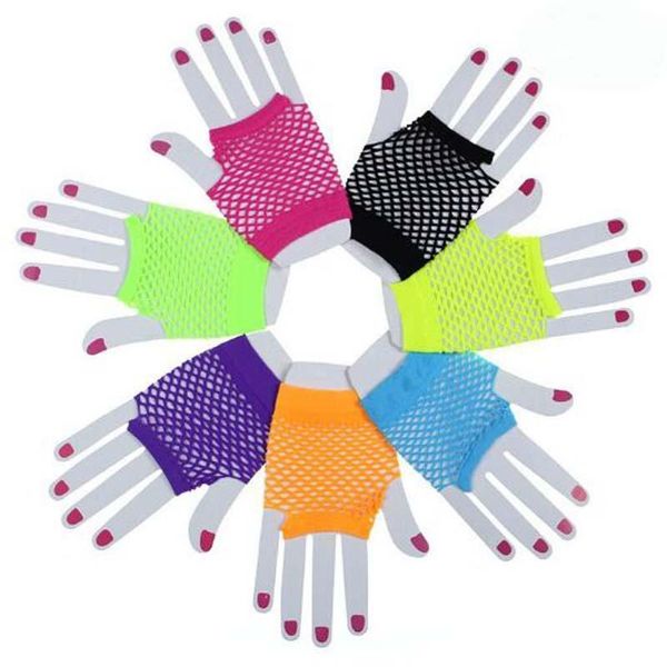 

five fingers gloves xeongkvi prevent bask in summer bride married half-finger wrist net rainbow women mittens nylon, Blue;gray