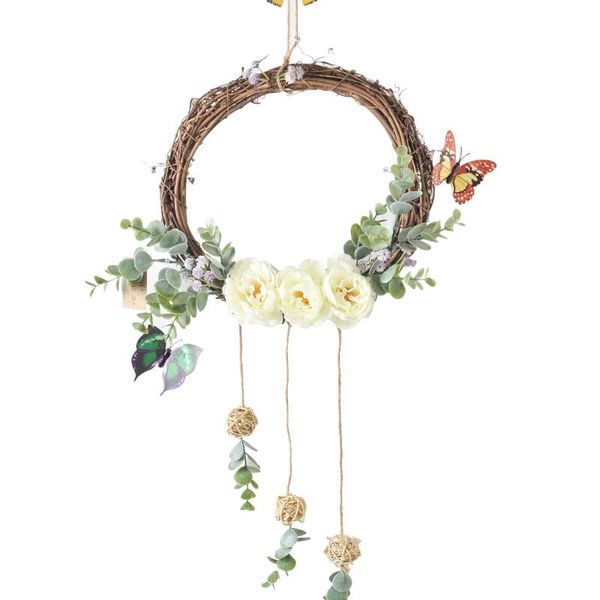 

decorative flowers & wreaths decorations for home rattan wreath diy hanging garland decor wedding artificial